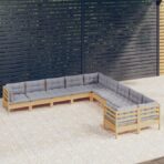 10-tlg. Garten-Lounge-Set - Massivholz Kiefer
