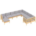 10-tlg. Garten-Lounge-Set - Massivholz Kiefer – Bild 3