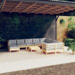 11-tlg. Garten-Lounge-Set - Massivholz Kiefer