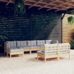 9-tlg. Garten-Lounge-Set - Massivholz Kiefer