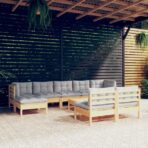 10-tlg. Garten-Lounge-Set - Massivholz Kiefer