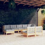 10-tlg. Garten-Lounge-Set - Massivholz Kiefer