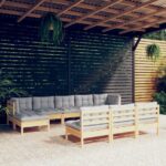 10-tlg. Garten-Lounge-Set - Massivholz Kiefer