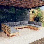 9-tlg. Garten-Lounge-Set - Massivholz Kiefer
