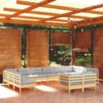 11-tlg. Garten-Lounge-Set - Massivholz Kiefer