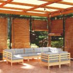 9-tlg. Garten-Lounge-Set - Massivholz Kiefer