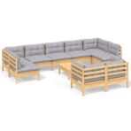 10-tlg. Garten-Lounge-Set - Massivholz Kiefer – Bild 2