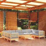 10-tlg. Garten-Lounge-Set - Massivholz Kiefer
