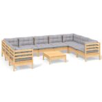 10-tlg. Garten-Lounge-Set - Massivholz Kiefer – Bild 2