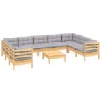 10-tlg. Garten-Lounge-Set - Massivholz Kiefer – Bild 3