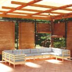 10-tlg. Garten-Lounge-Set - Massivholz Kiefer