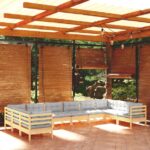 10-tlg. Garten-Lounge-Set - Massivholz Kiefer