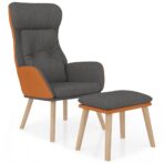 Relaxsessel mit Hocker Dunkelgrau Kunstleder & Stoff – Bild 2