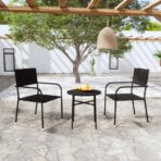 3-tlg. Garten-Essgruppe Poly Rattan Schwarz