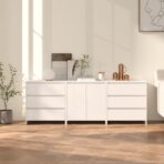 3-tlg. Sideboard Weiss Holzwerkstoff