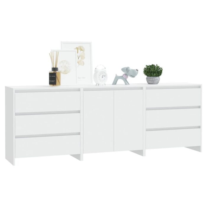 3-tlg. Sideboard Weiss Holzwerkstoff – Bild 6