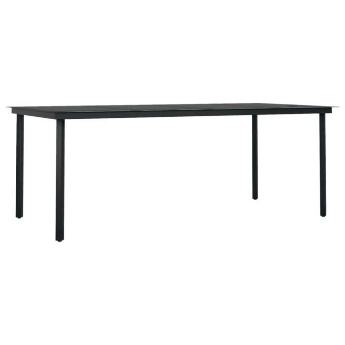 Garten-Esstisch Schwarz 200x100x74 cm Stahl und Glas – Bild 2