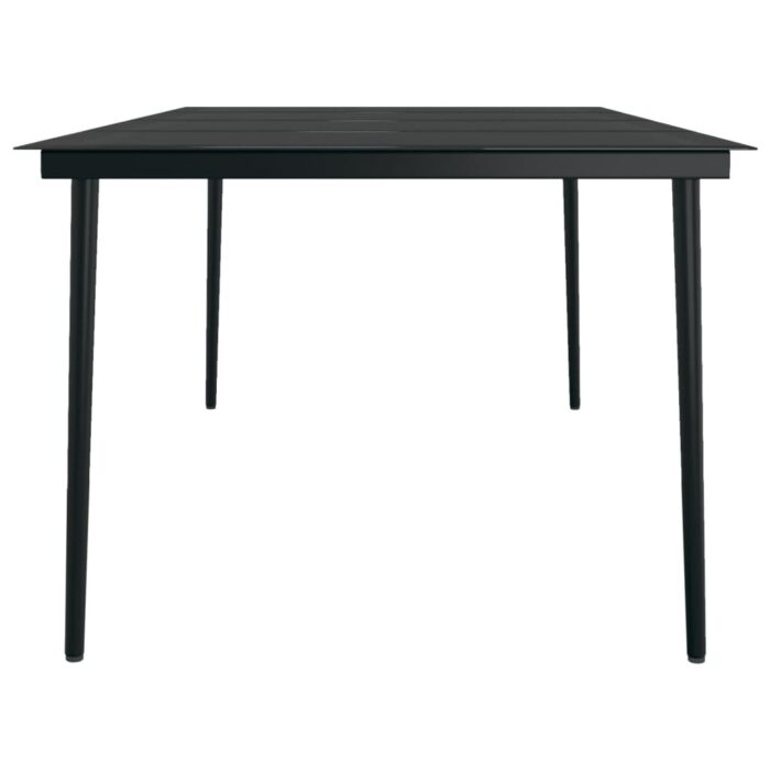 Garten-Esstisch Schwarz 200x100x74 cm Stahl und Glas – Bild 4