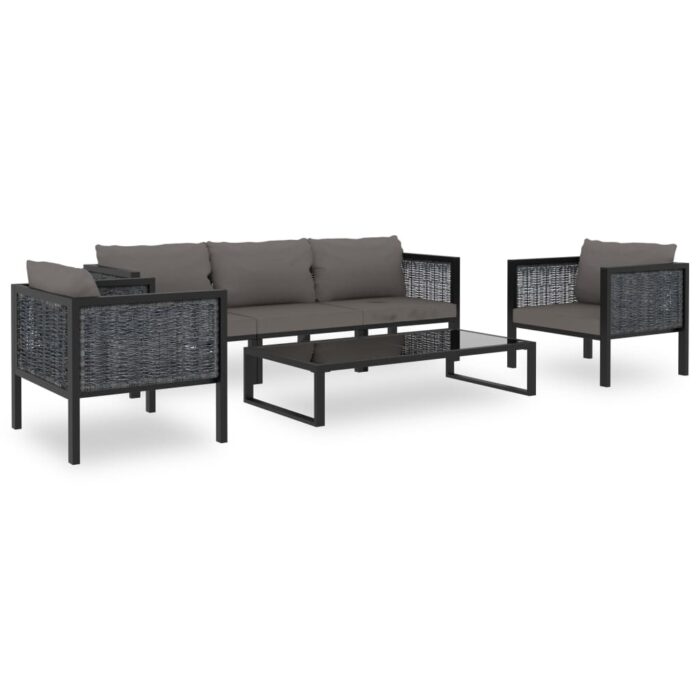 Sofa-Eckelement mit Rechter Armlehne Poly Rattan Anthrazit – Bild 12