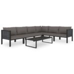 Sofa-Eckelement mit Rechter Armlehne Poly Rattan Anthrazit – Bild 7