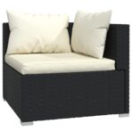 6-tlg. Garten-Lounge-Set mit Kissen Poly Rattan Schwarz – Bild 3