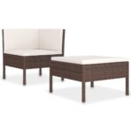 2-tlg. Garten-Lounge-Set mit Auflagen Poly Rattan Braun – Bild 2