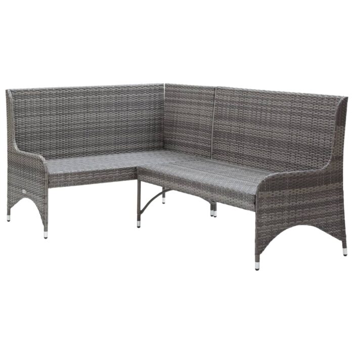 Garten-Ecksofas 2 Stk. Poly Rattan Grau – Bild 3