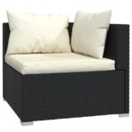 5-tlg. Garten-Lounge-Set mit Kissen Poly Rattan Schwarz – Bild 3