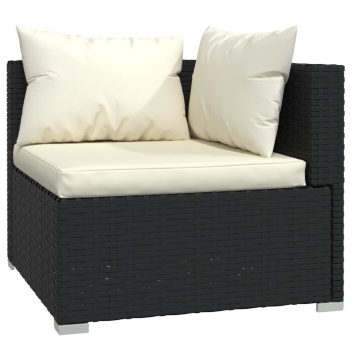 5-tlg. Garten-Lounge-Set mit Kissen Poly Rattan Schwarz – Bild 3