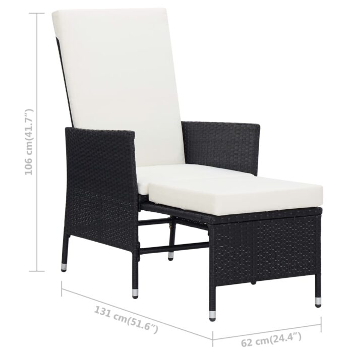 2-tlg. Garten-Lounge-Set mit Kissen Poly Rattan Schwarz – Bild 11