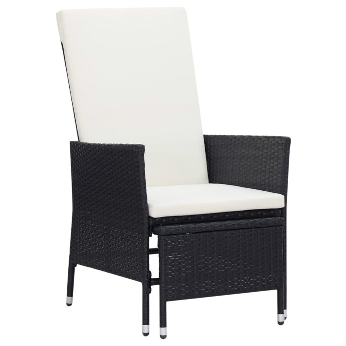 2-tlg. Garten-Lounge-Set mit Kissen Poly Rattan Schwarz – Bild 2