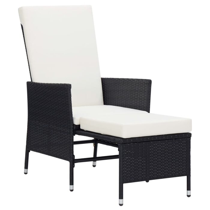 2-tlg. Garten-Lounge-Set mit Kissen Poly Rattan Schwarz – Bild 3
