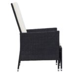 2-tlg. Garten-Lounge-Set mit Kissen Poly Rattan Schwarz – Bild 5