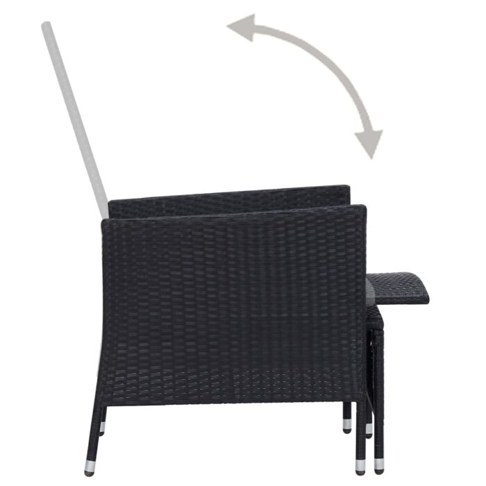 2-tlg. Garten-Lounge-Set mit Kissen Poly Rattan Schwarz – Bild 6