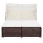 2-Personen-Sonnenliege mit Auflage Poly Rattan Braun – Bild 2
