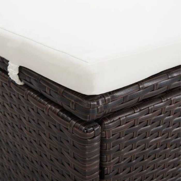 2-Personen-Sonnenliege mit Auflage Poly Rattan Braun – Bild 8