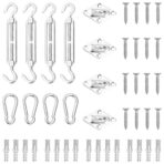 12-tlg. Sonnensegel Zubehör-Set Edelstahl