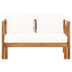 2-Sitzer-Gartenbank mit Kissen 122 cm Massivholz Akazie – Bild 2