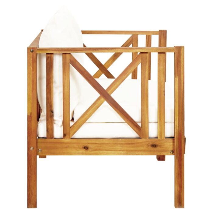 2-Sitzer-Gartenbank mit Kissen 122 cm Massivholz Akazie – Bild 4