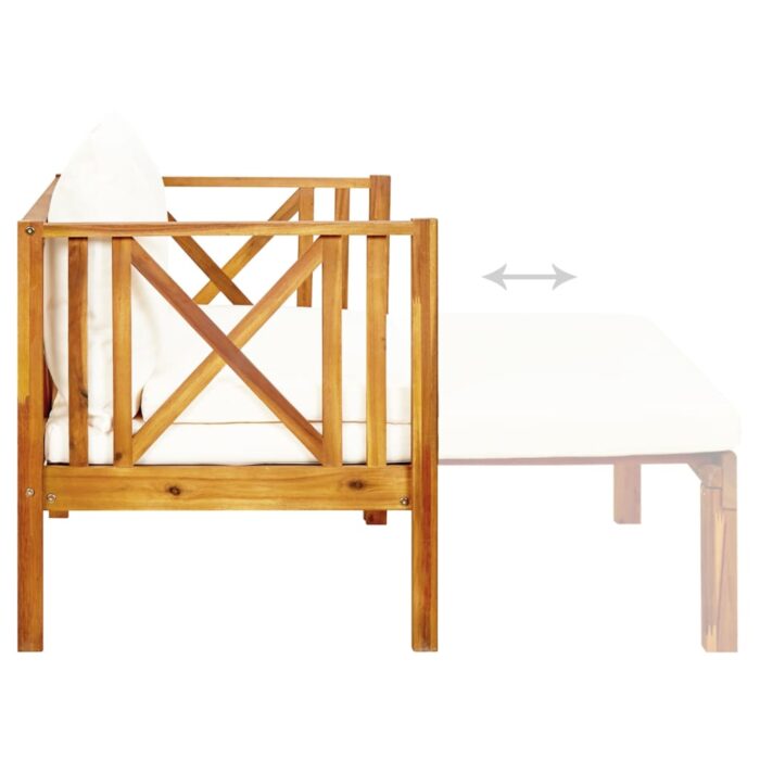 2-Sitzer-Gartenbank mit Kissen 122 cm Massivholz Akazie – Bild 6