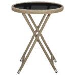 Beistelltisch Beige 60 cm Poly Rattan und Hartglas – Bild 2