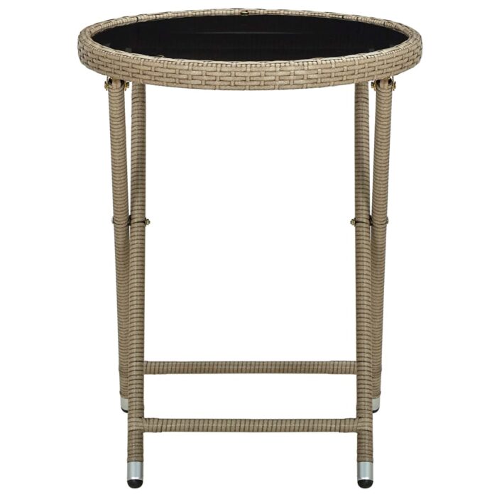 Beistelltisch Beige 60 cm Poly Rattan und Hartglas – Bild 3