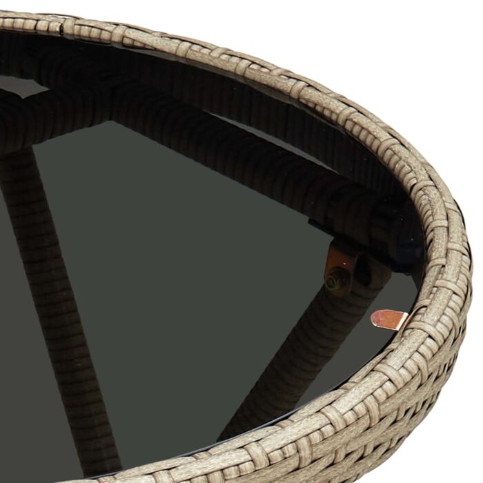 Beistelltisch Beige 60 cm Poly Rattan und Hartglas – Bild 5
