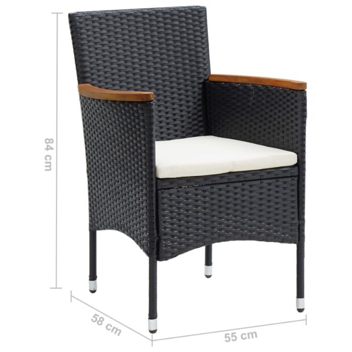 Garten-Essstühle 4 Stk. Poly Rattan Schwarz – Bild 8