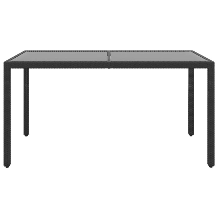 Gartentisch 150x90x75 cm Hartglas und Poly Rattan Schwarz – Bild 2