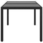 Gartentisch 150x90x75 cm Hartglas und Poly Rattan Schwarz – Bild 3