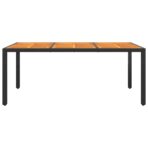 Gartentisch 190x90x75 cm Akazienholz und Poly Rattan Schwarz – Bild 2