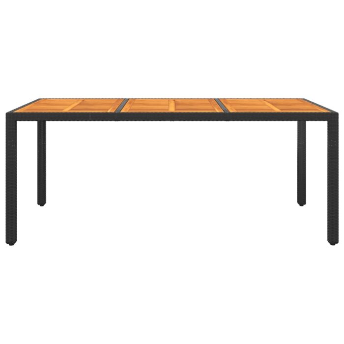 Gartentisch 190x90x75 cm Akazienholz und Poly Rattan Schwarz – Bild 2
