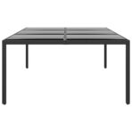 Gartentisch 200x150x75 cm Hartglas und Poly Rattan Grau – Bild 3