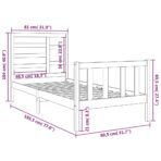 Massivholzbett ohne Matratze Schwarz 75x190 cm – Bild 6